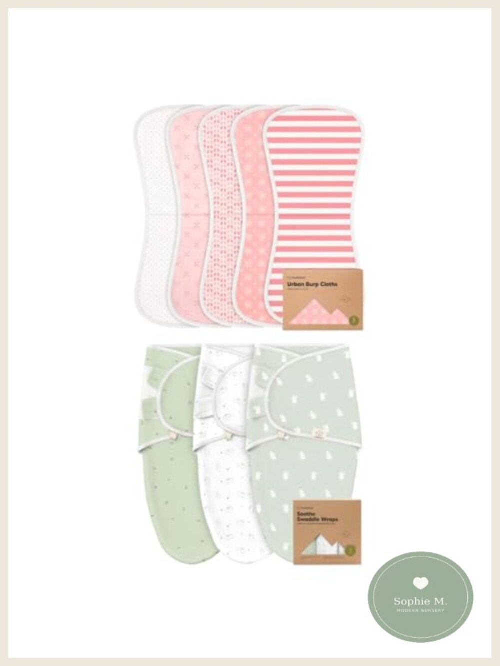 Baby Burp Cloths 5-Pack & Swaddle Sleep Sacks 3-Pack Cotton Soft Newborn